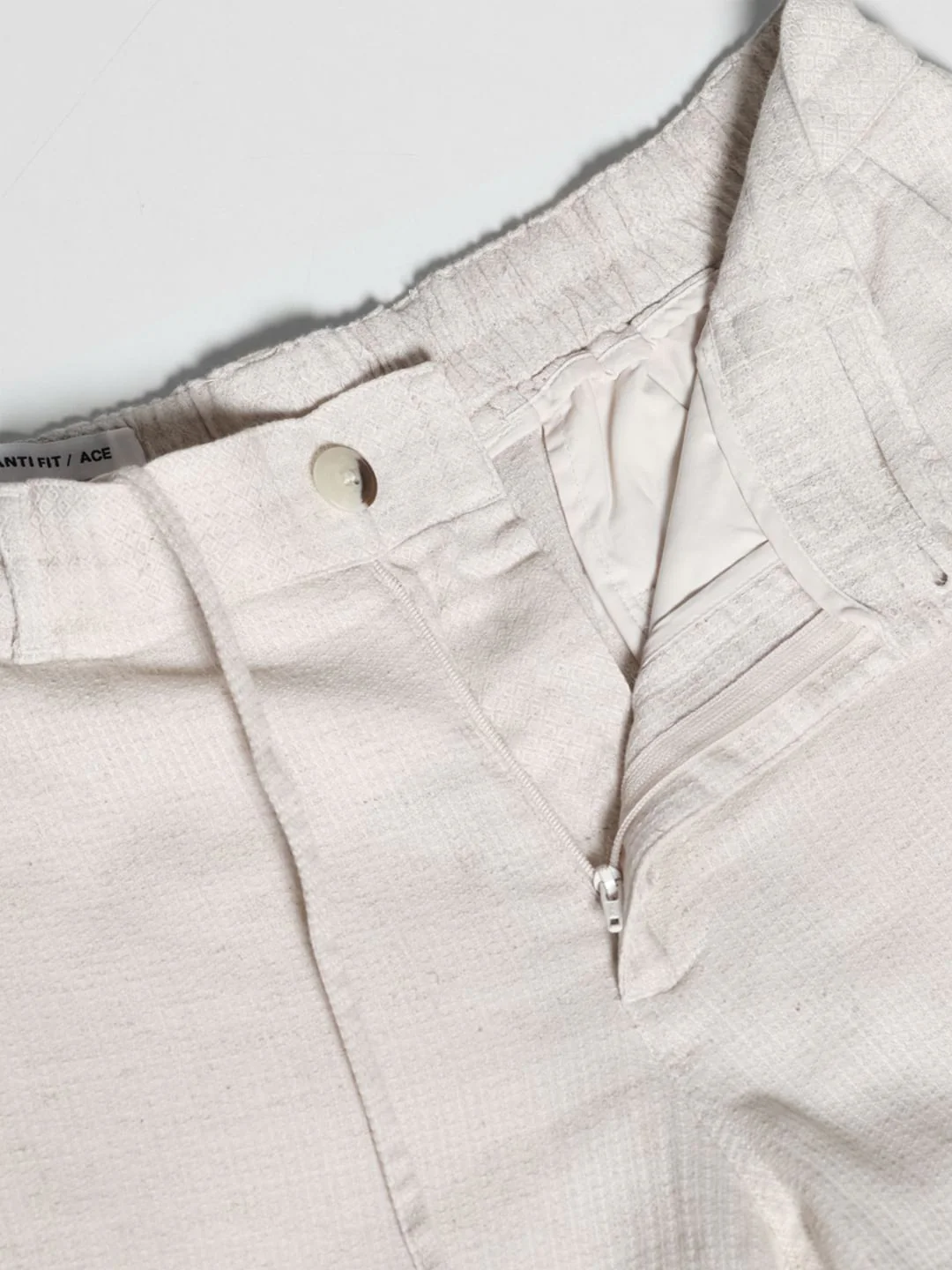 Beige Mid Rise Cotton-Linen Pants - Image 5