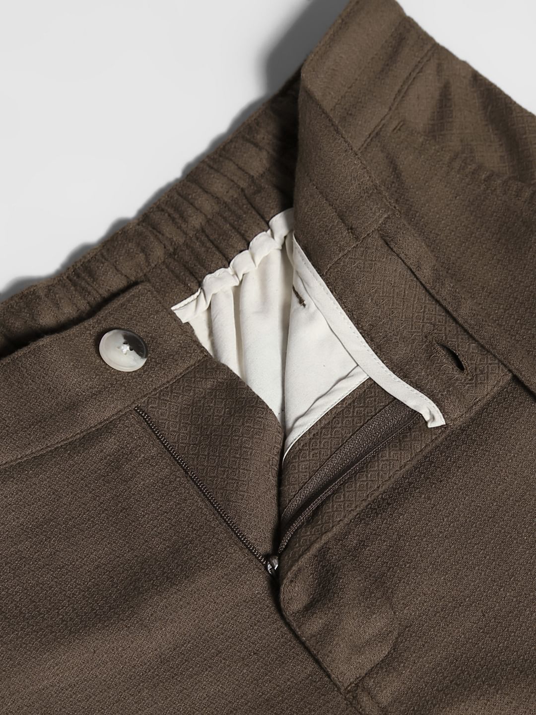 Brown Mid Rise Linen Blend Pants - Image 5