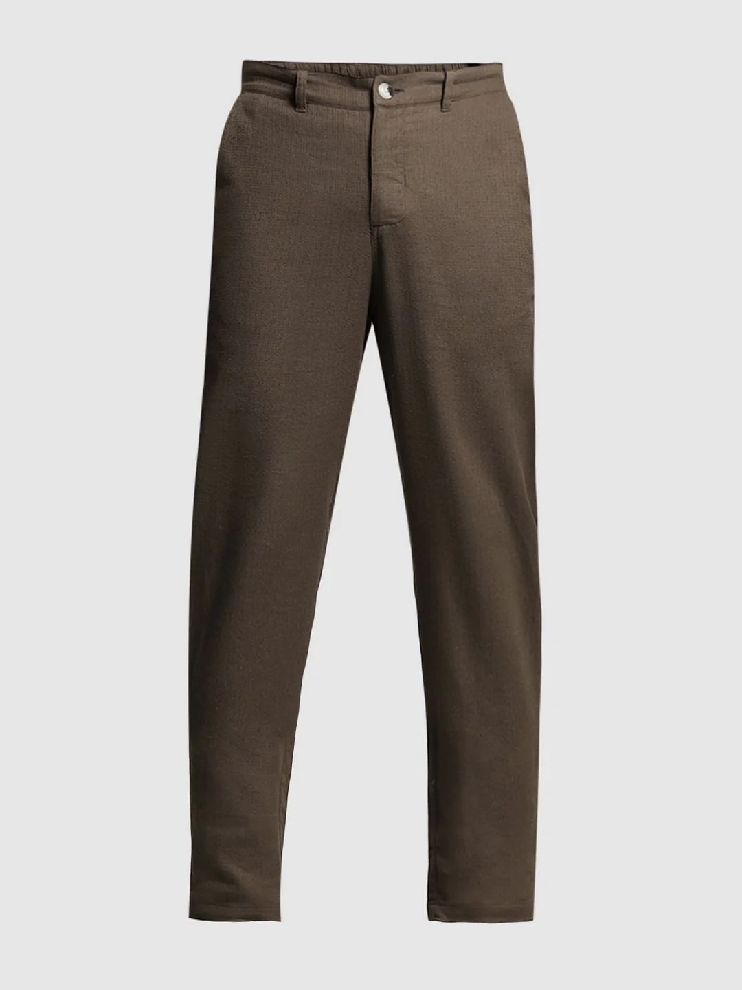 Brown Mid Rise Linen Blend Pants - Image 7