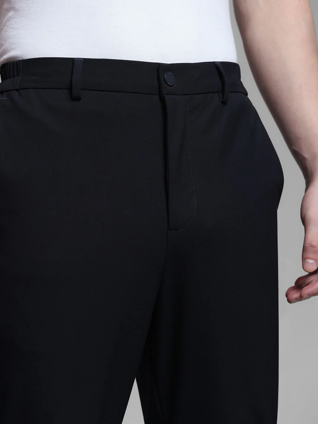 Navy Blue Low Rise Stretch Trousers - Image 4