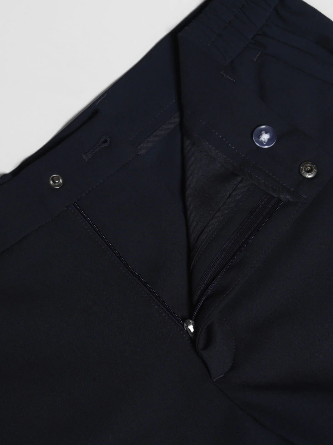 Navy Blue Low Rise Stretch Trousers - Image 5