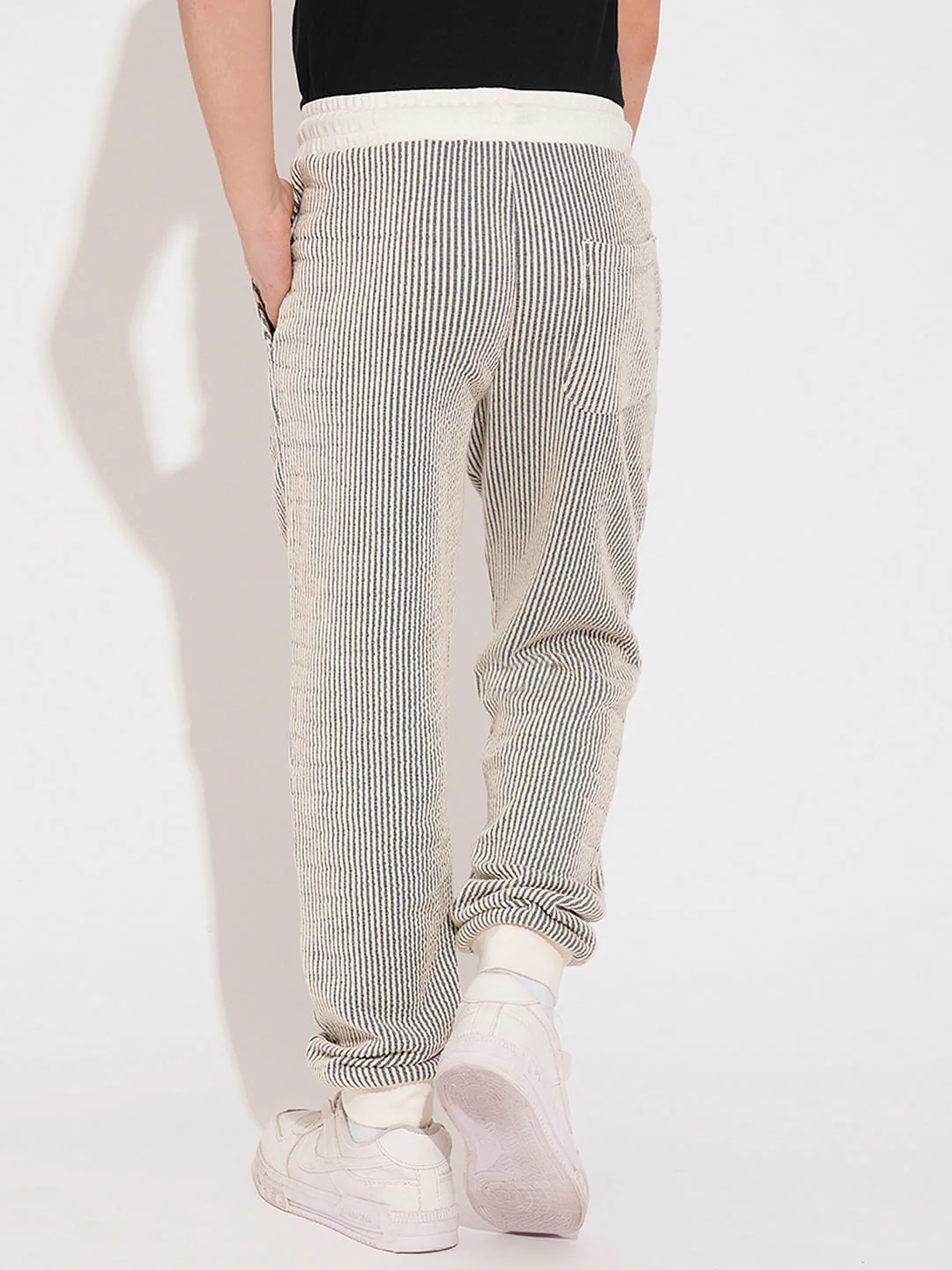 Boys White Striped Co-ord Set Sweatpants - Image 4