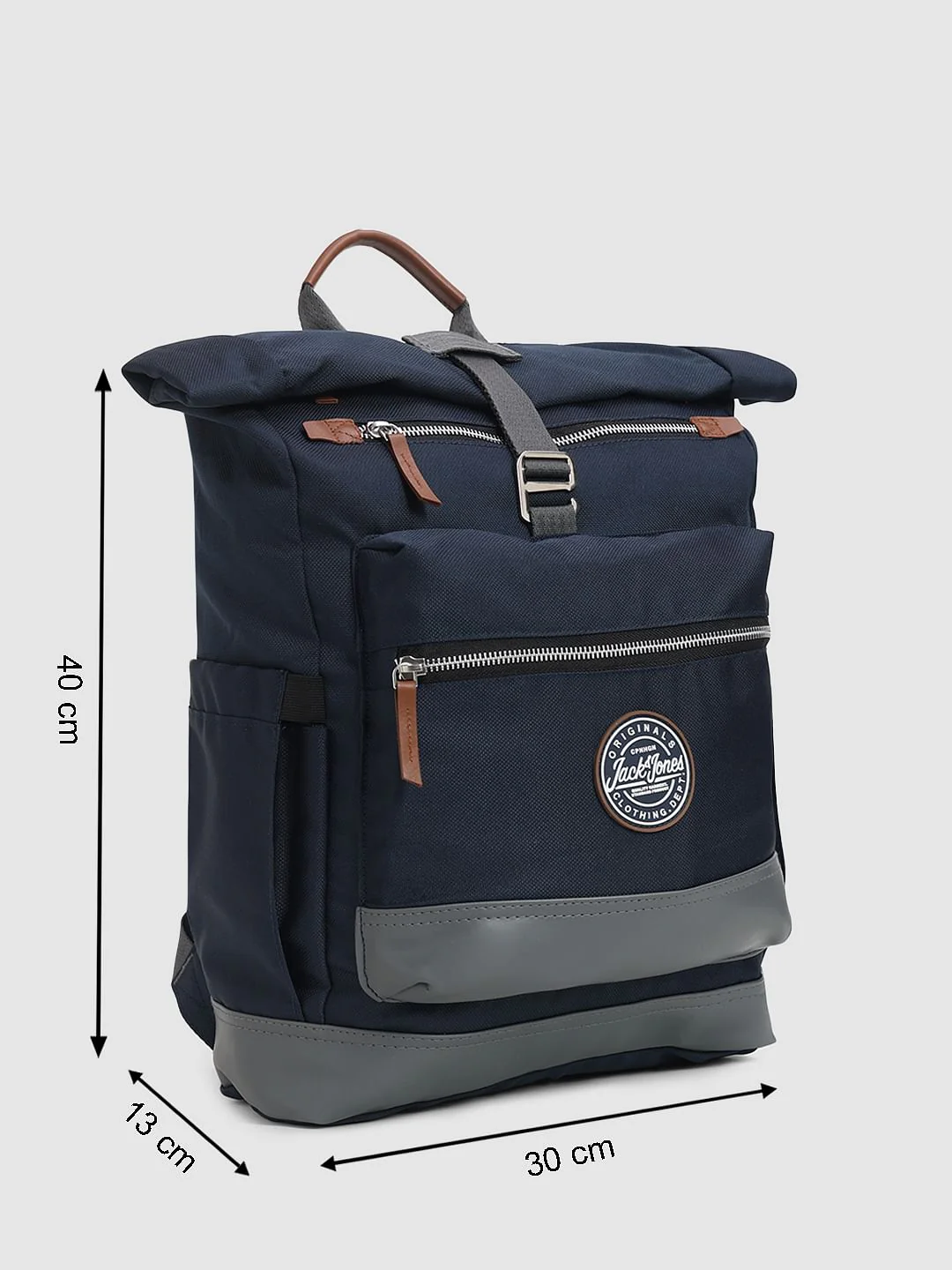 Navy Blue Roll Top Backpack - Image 9