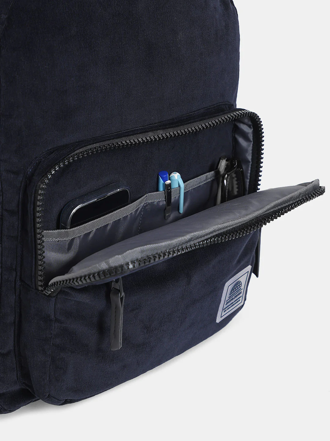 Navy Blue Corduroy Backpack - Image 6