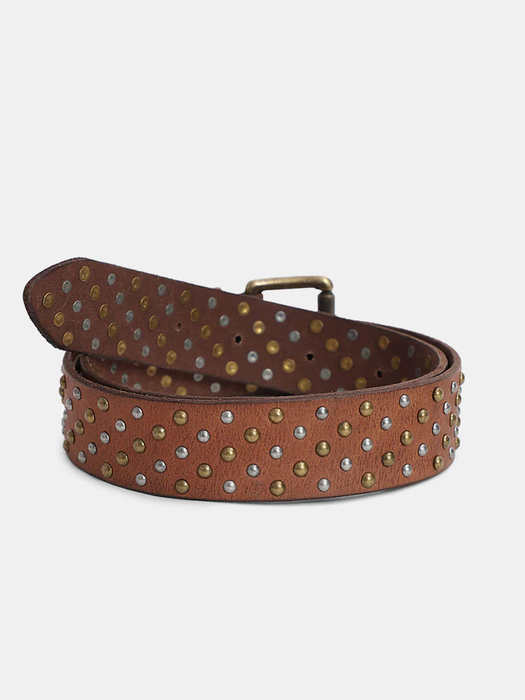 Brown Studded Leather Belt - Image 2