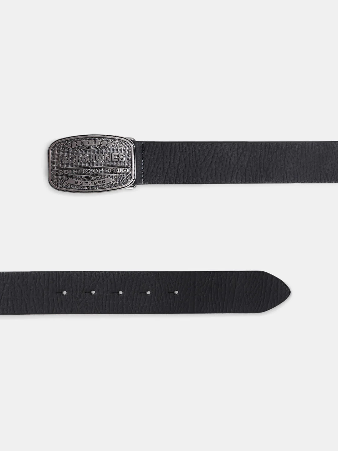 Black Vintage Plate Buckle Leather Belt - Image 3