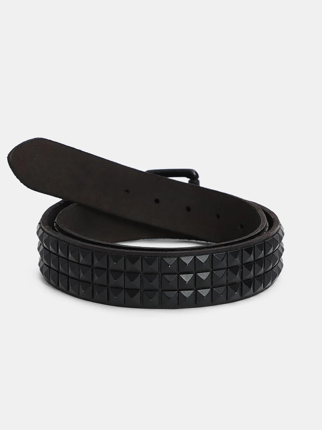 Black Studded Leather Belt - Image 2