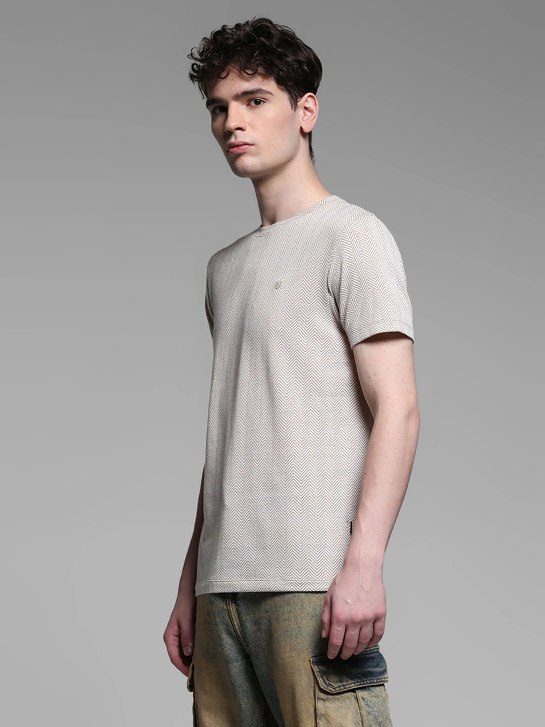 BEIGE PRINTED T-SHIRT - Image 3