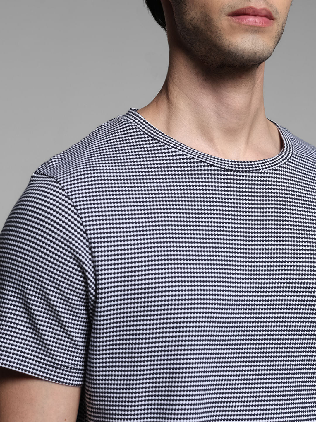 Blue Jacquard Cotton T-shirt - Image 5
