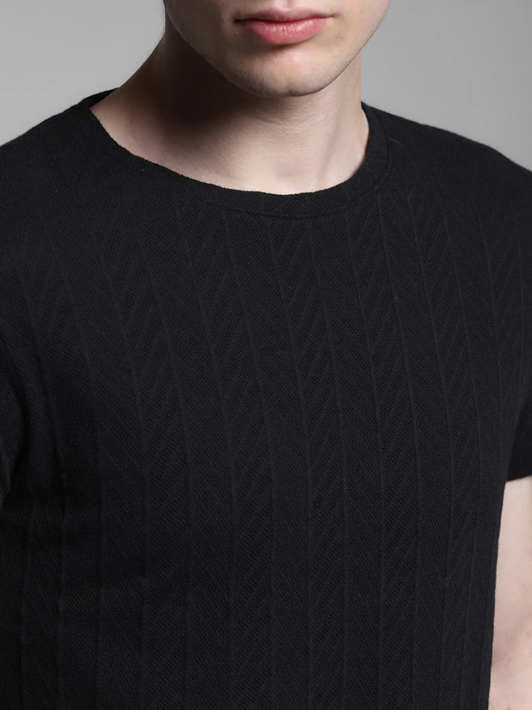 Black Jacquard Cotton T-shirt - Image 5