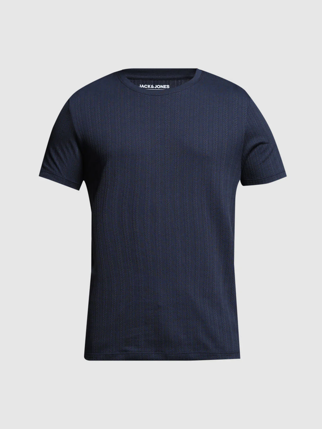 Blue Jacquard Crew Neck T-shirt - Image 7