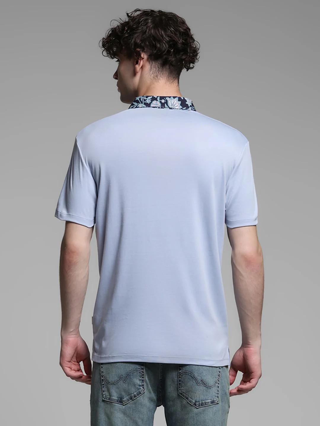 Blue Contrast Collar Band Polo - Image 4