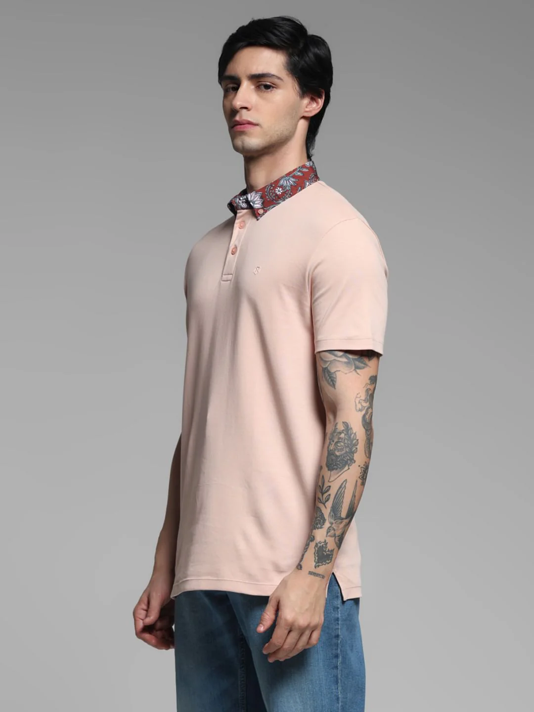 Pink Contrast Collar Band Polo - Image 3