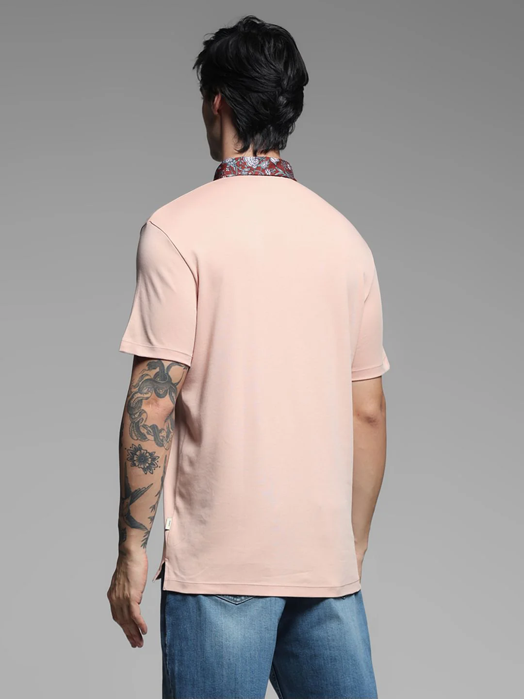 Pink Contrast Collar Band Polo - Image 4