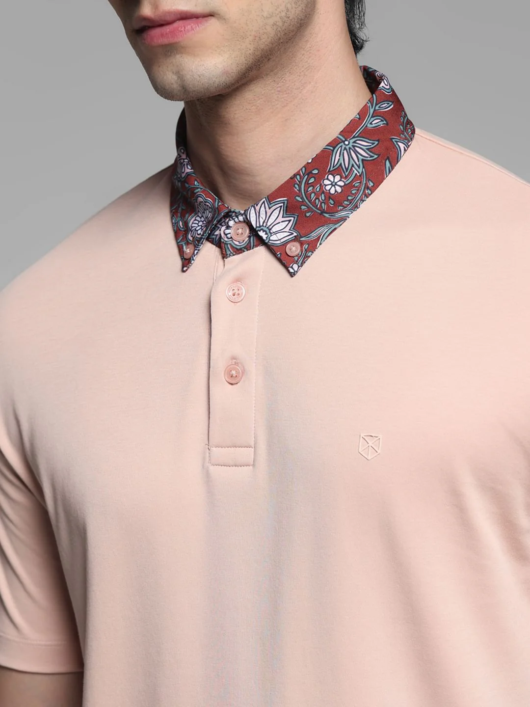 Pink Contrast Collar Band Polo - Image 5