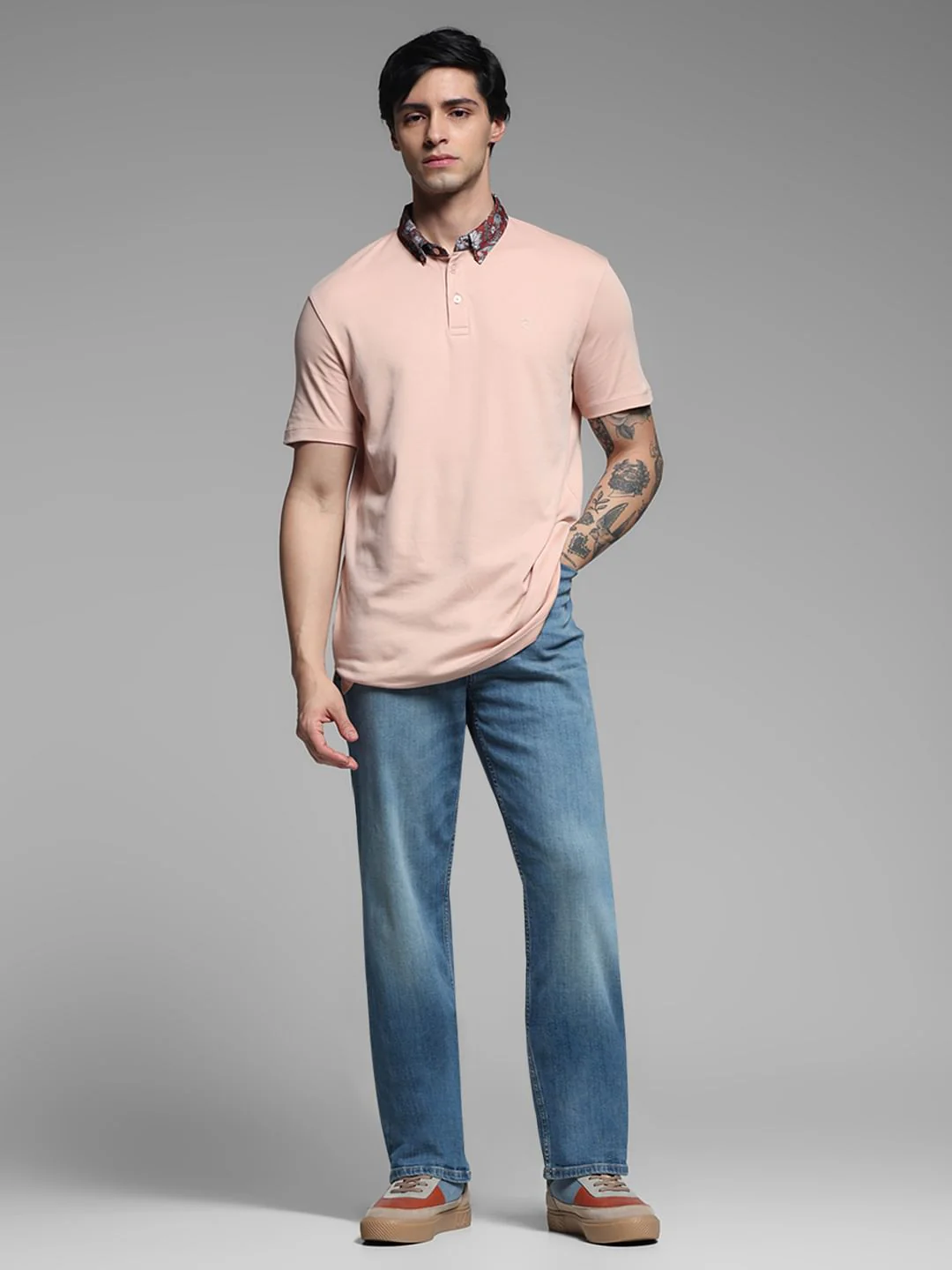 Pink Contrast Collar Band Polo - Image 6