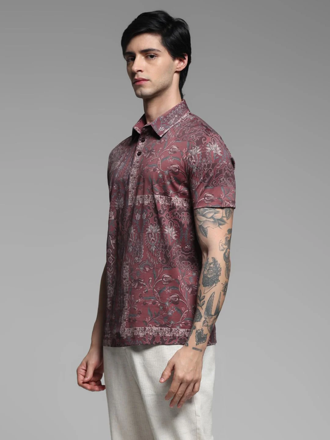 BRICK RED FLORAL POLO - Image 3