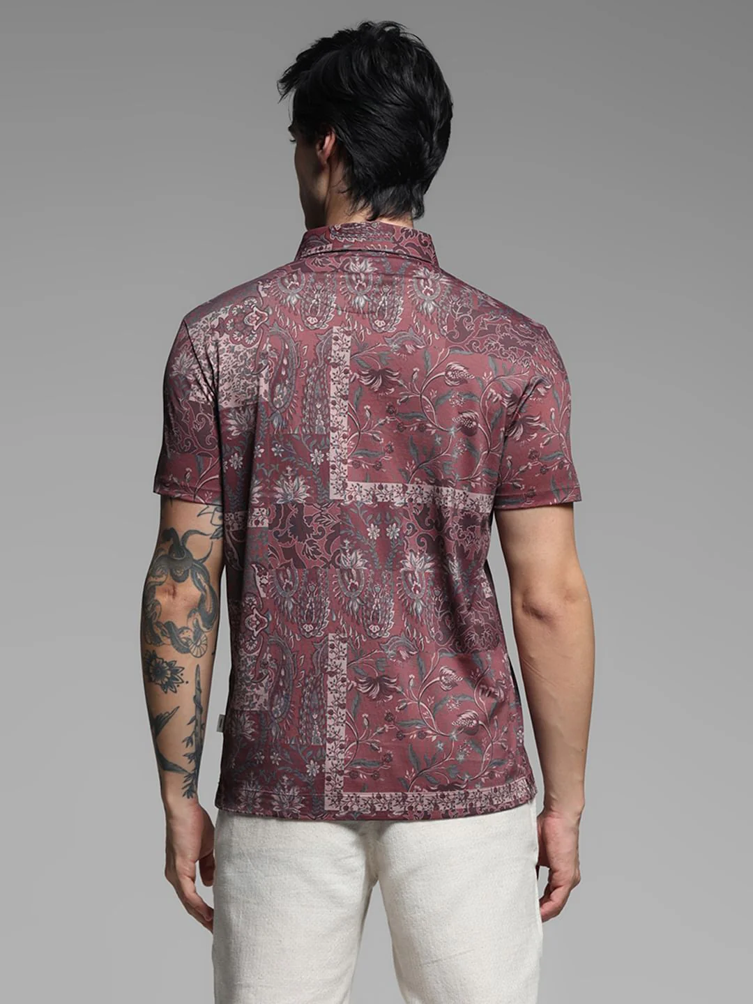 BRICK RED FLORAL POLO - Image 4