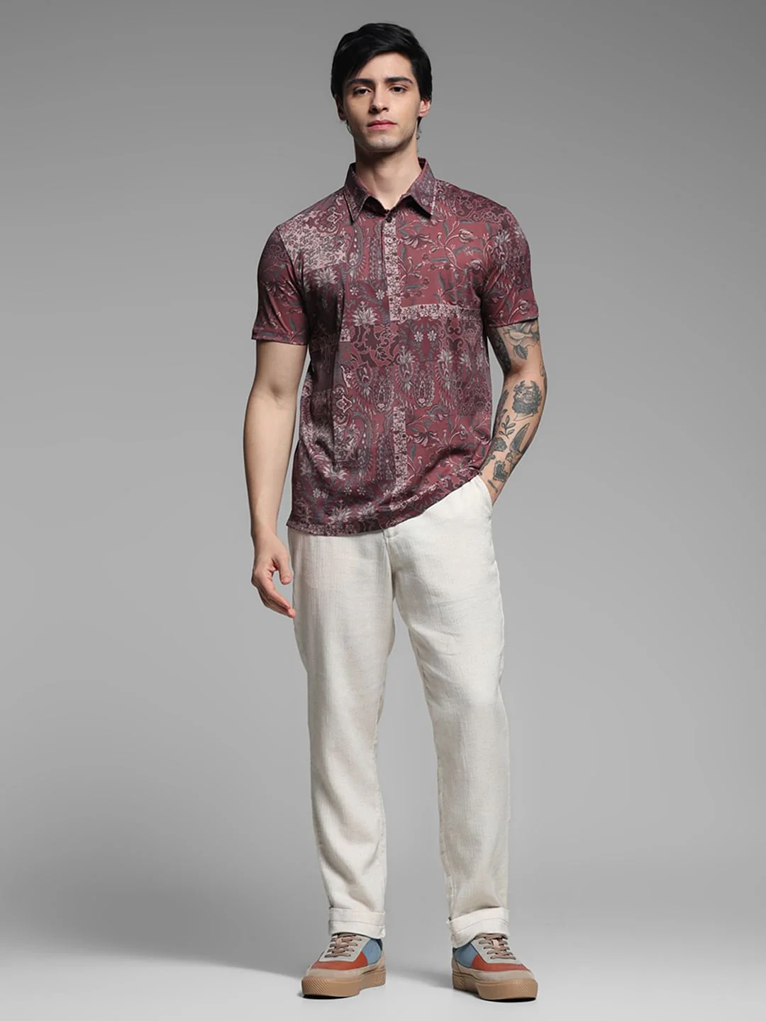 BRICK RED FLORAL POLO - Image 6