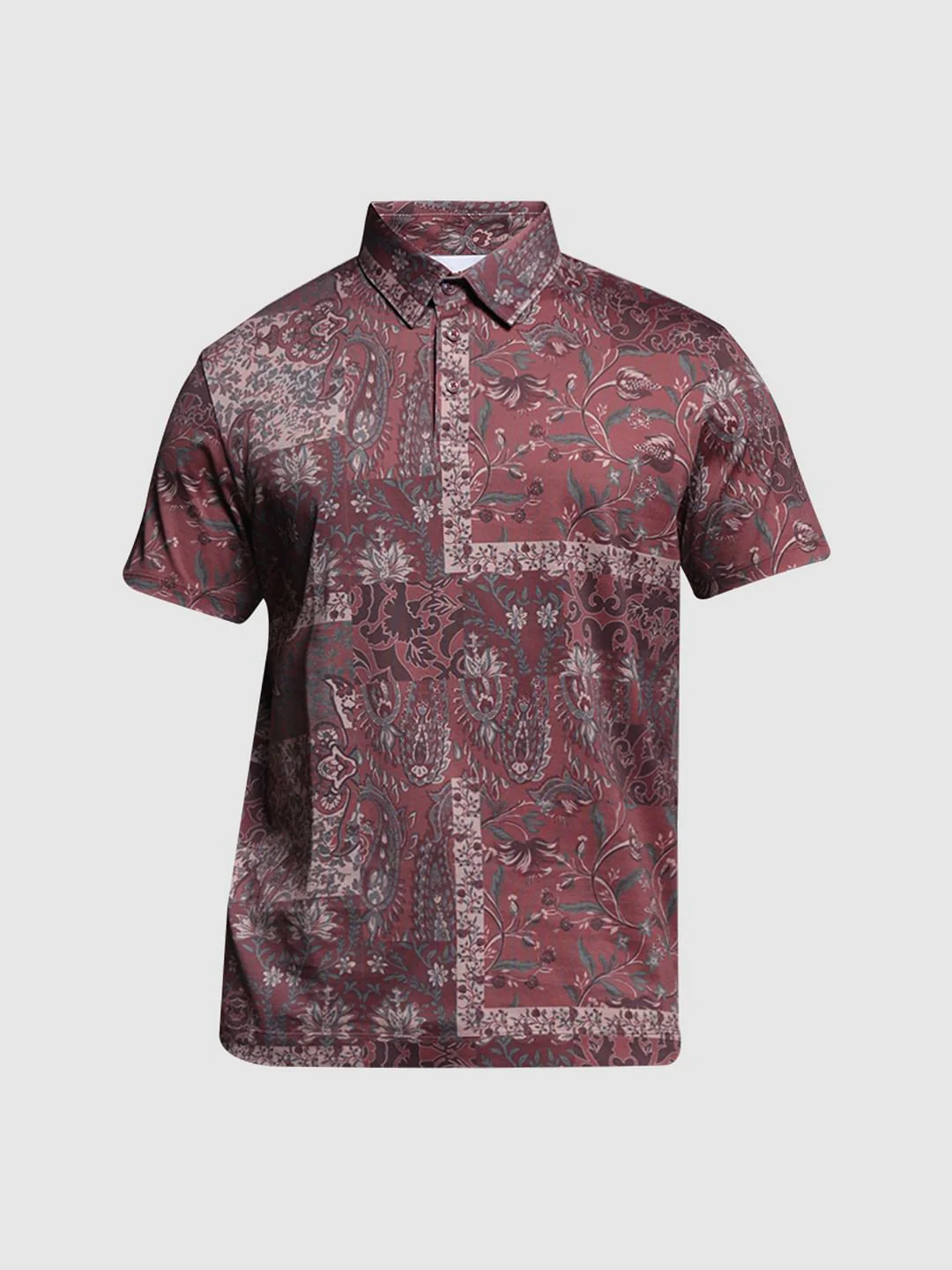 BRICK RED FLORAL POLO - Image 7