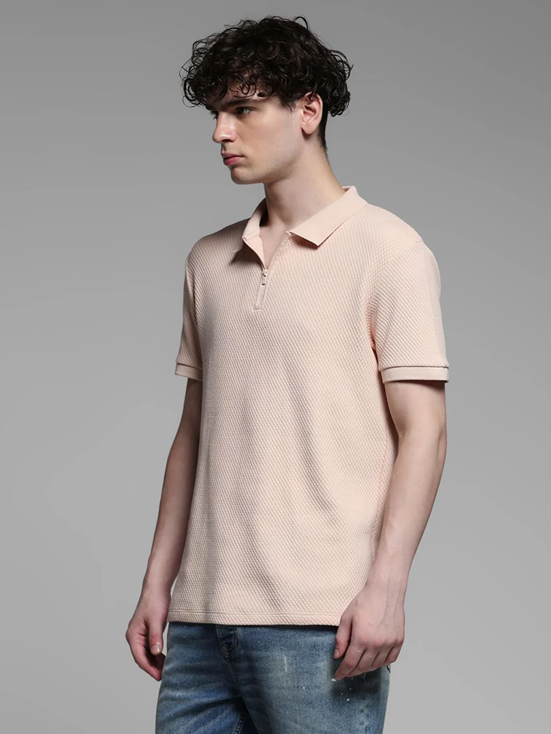 Pink Jacquard Cotton Polo - Image 3