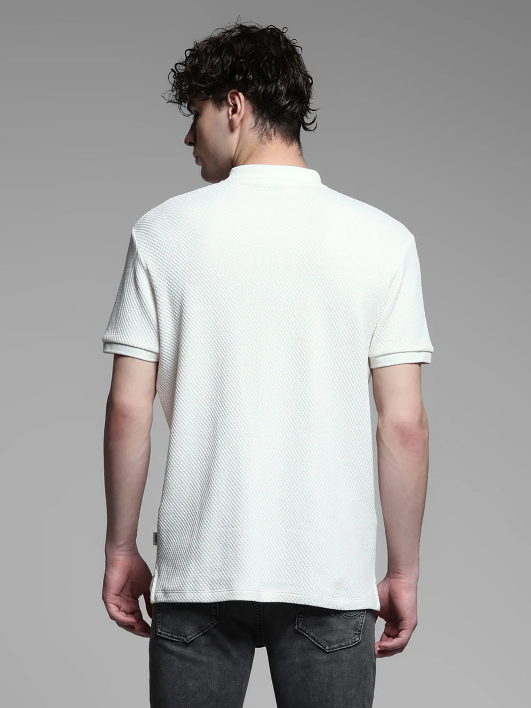 White Jacquard Cotton Polo - Image 4
