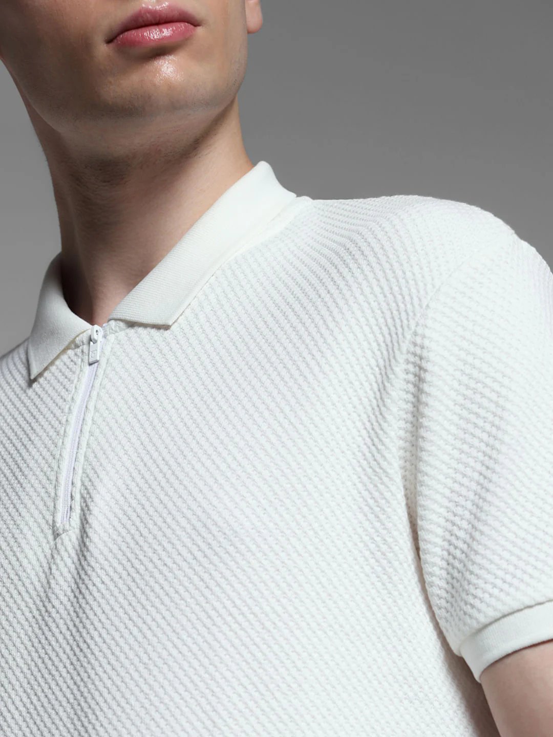 White Jacquard Cotton Polo - Image 5