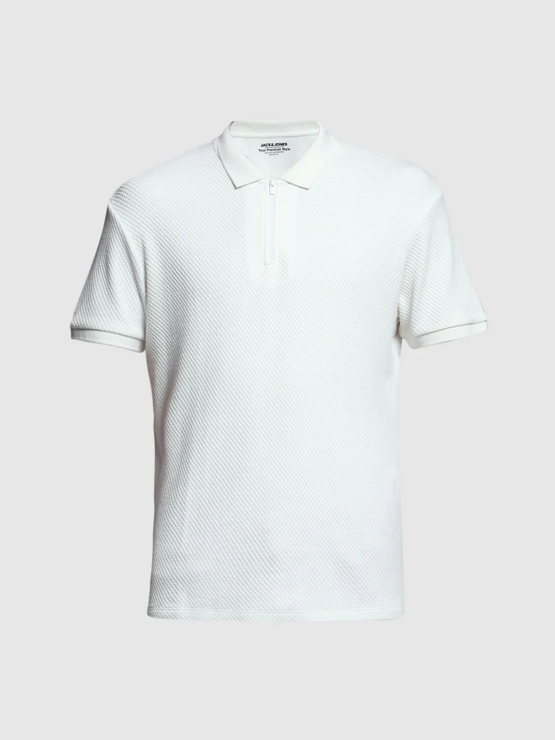 White Jacquard Cotton Polo - Image 7