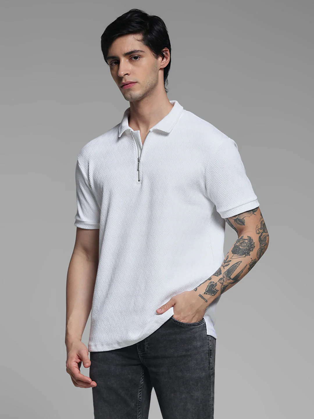 White Jacquard Polo - Image 2