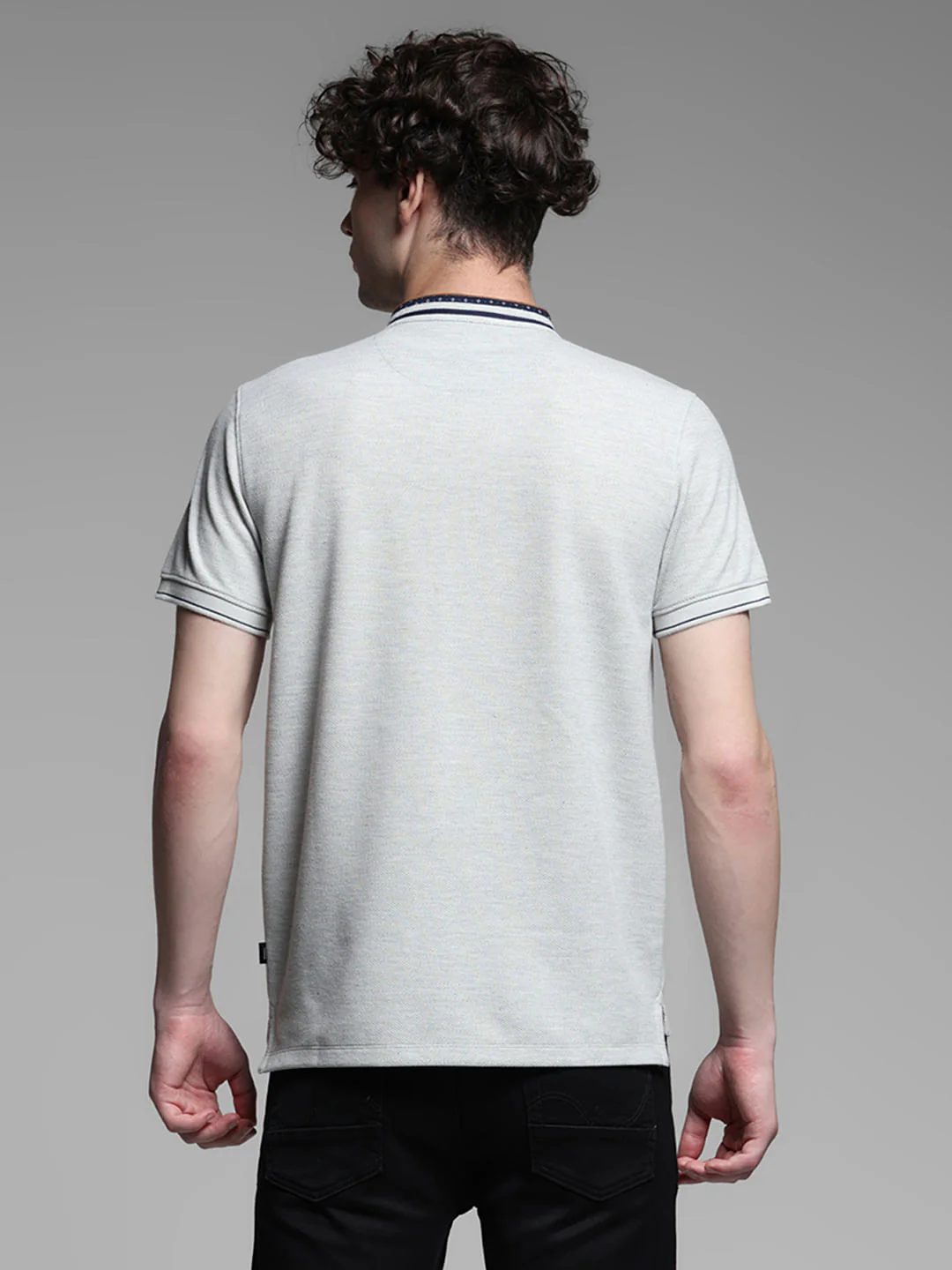 Light Grey Contrast Collar Polo - Image 4