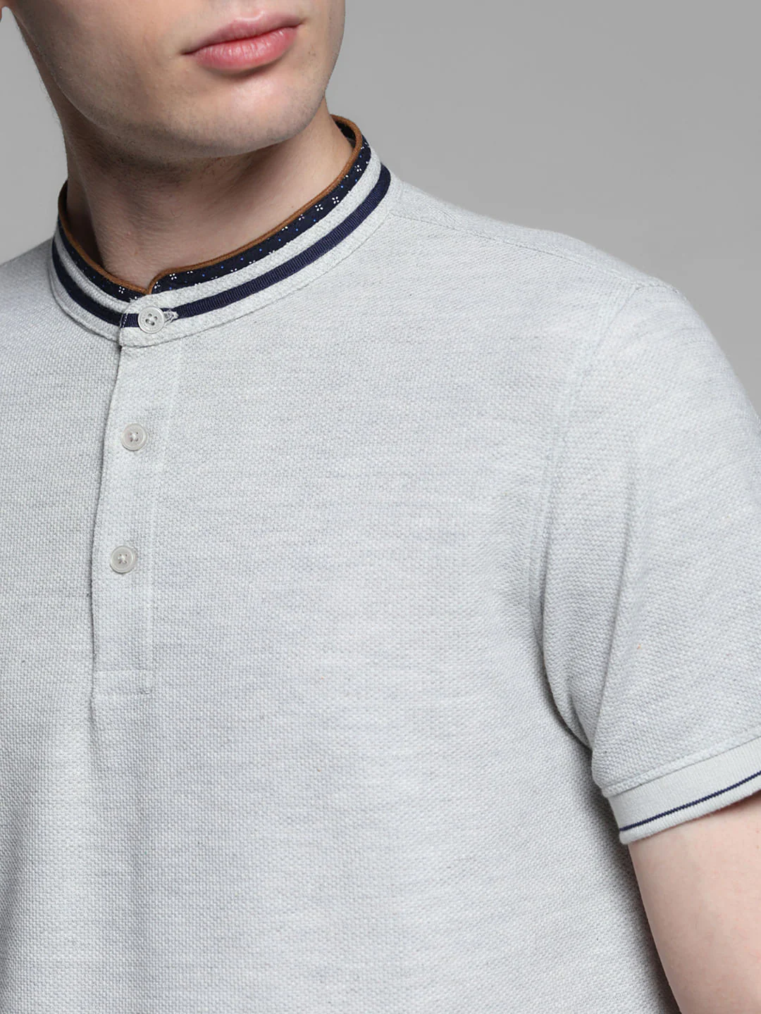 Light Grey Contrast Collar Polo - Image 5