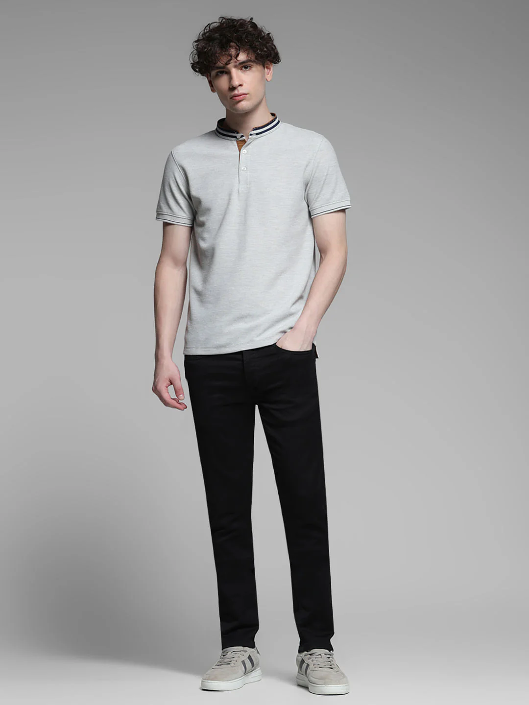 Light Grey Contrast Collar Polo - Image 6
