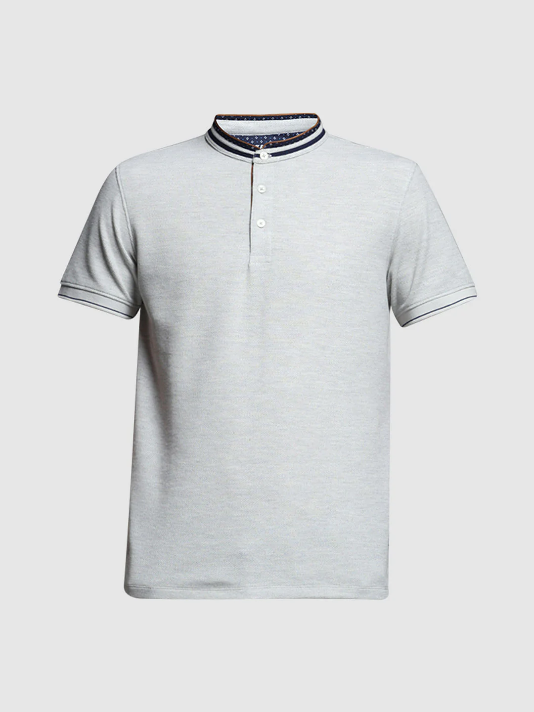Light Grey Contrast Collar Polo - Image 7