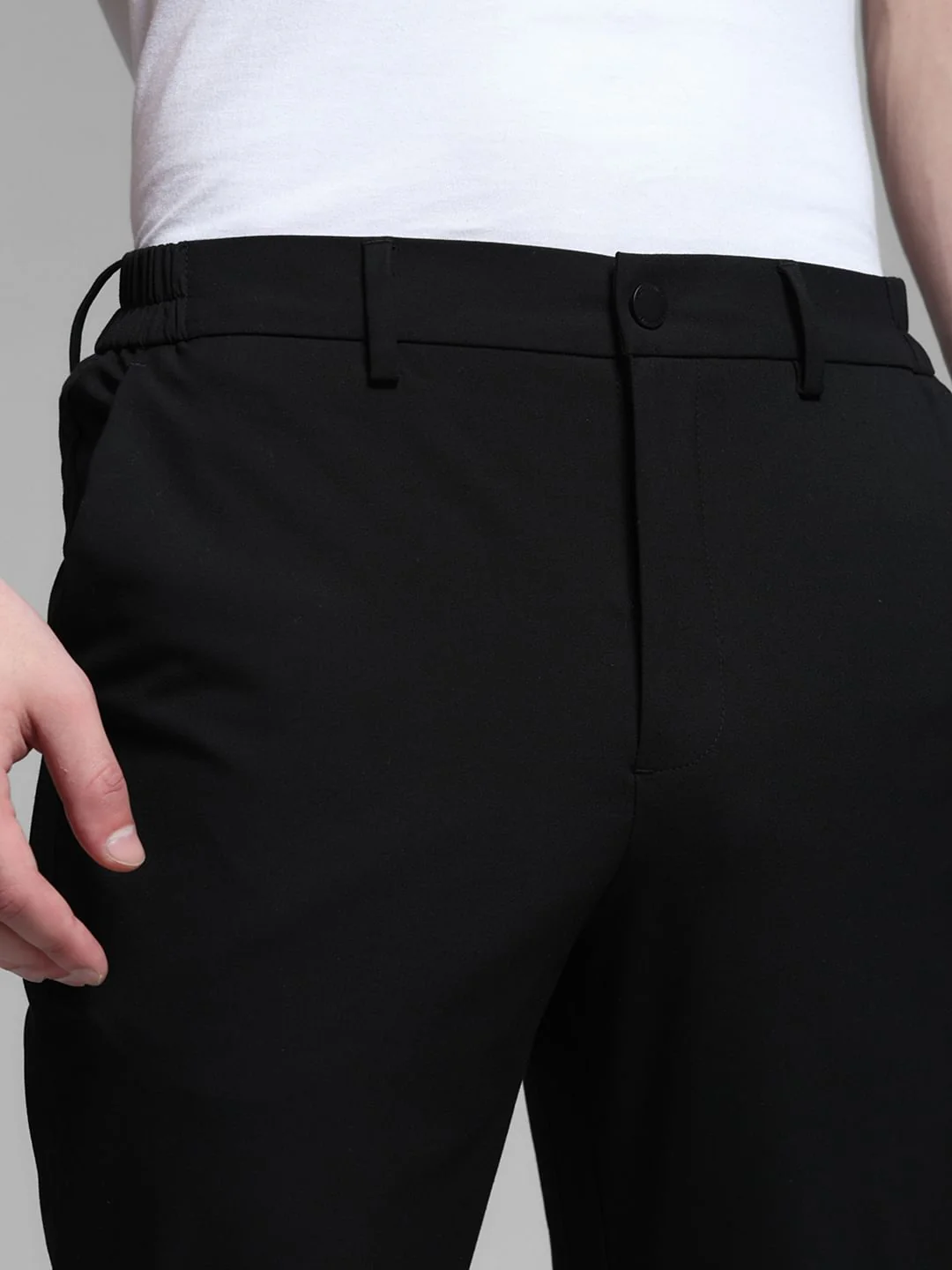 Black Low Rise Stretch Trousers - Image 4