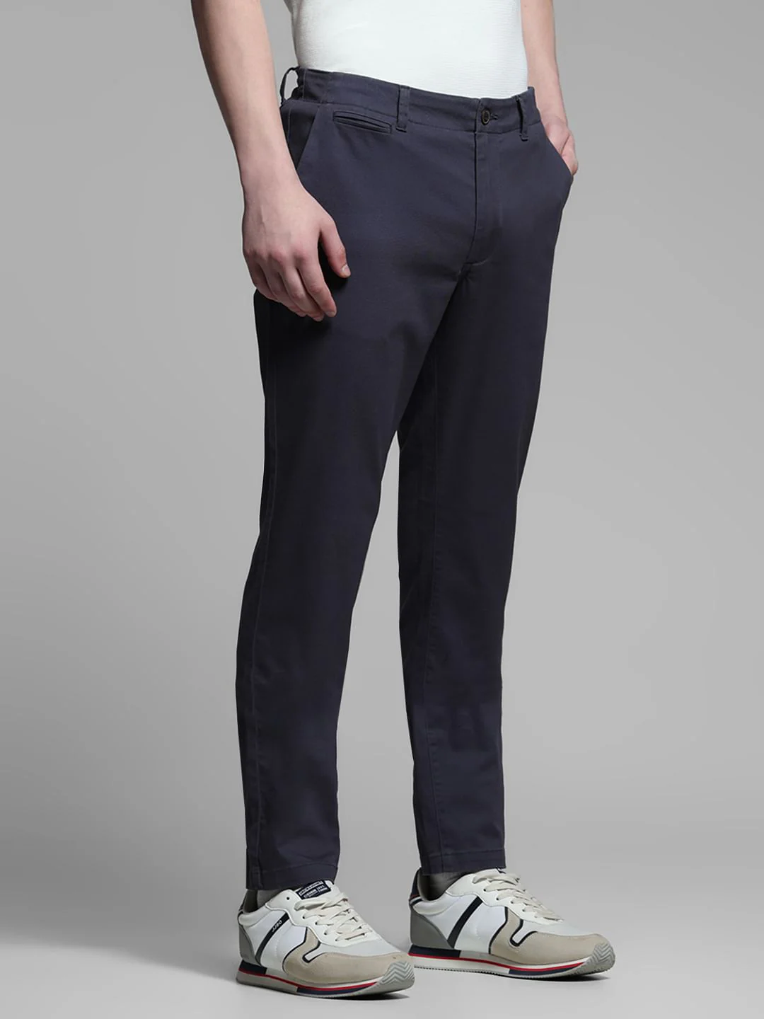 Navy Blue Mid Rise Chino Pants - Image 2