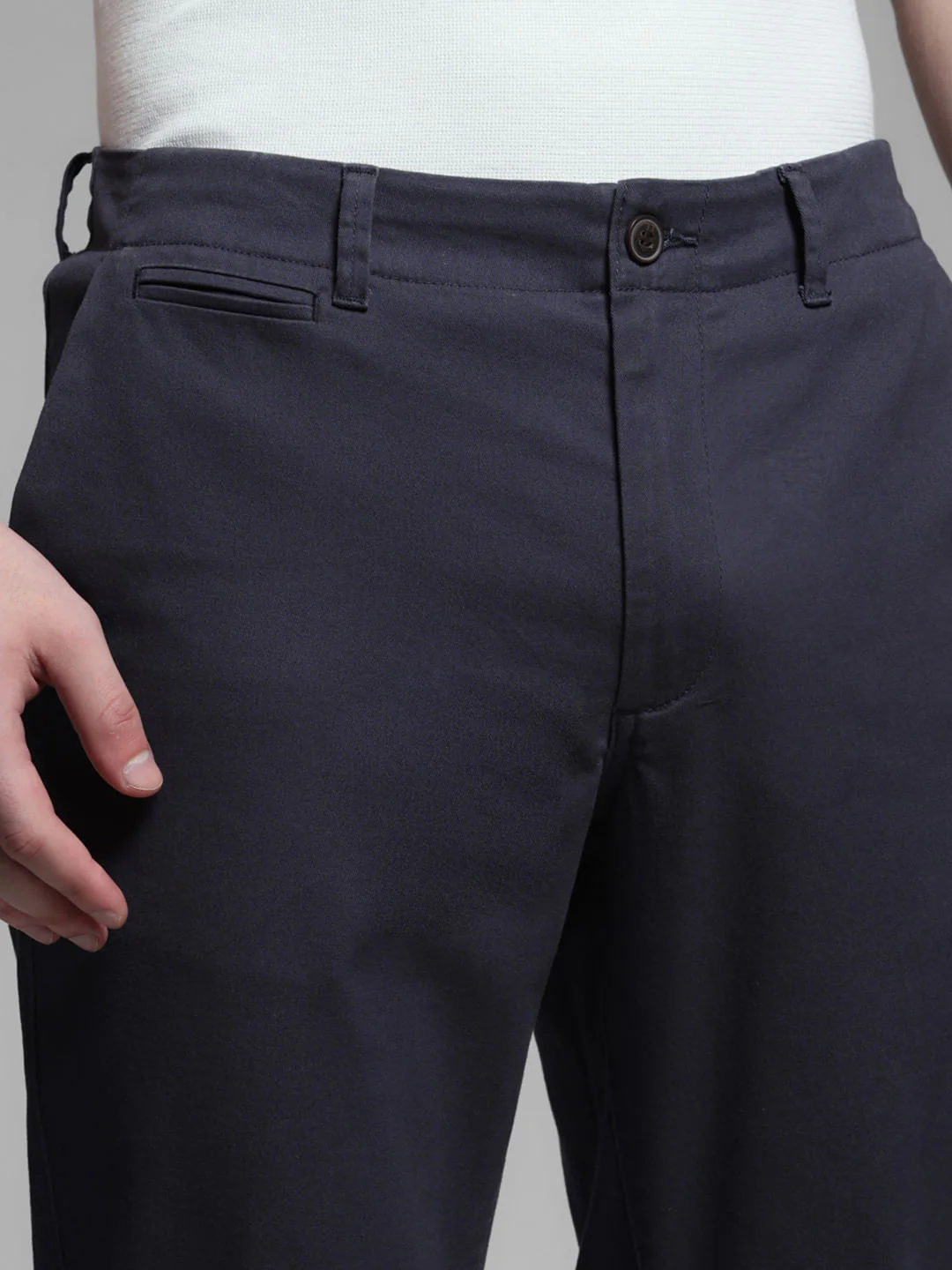 Navy Blue Mid Rise Chino Pants - Image 4