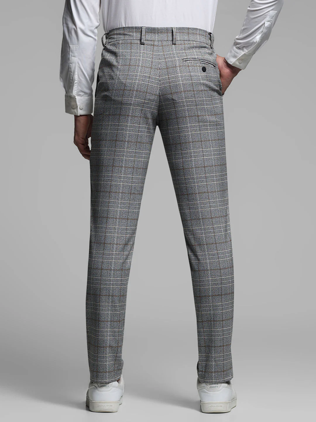 Grey Check Tailored Trousers - Image 3