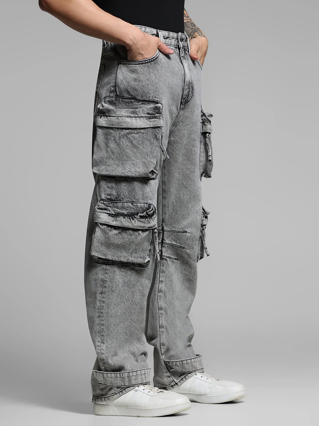 Grey High Rise Washed Dario Loose Fit Jeans - Image 2