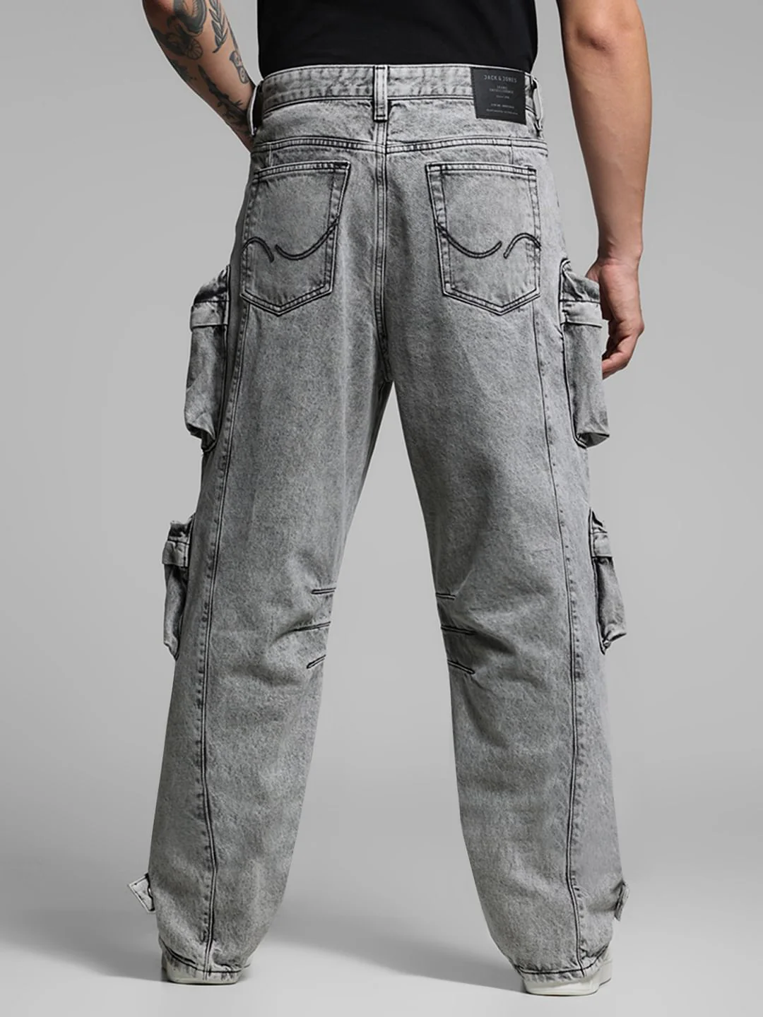 Grey High Rise Washed Dario Loose Fit Jeans - Image 3