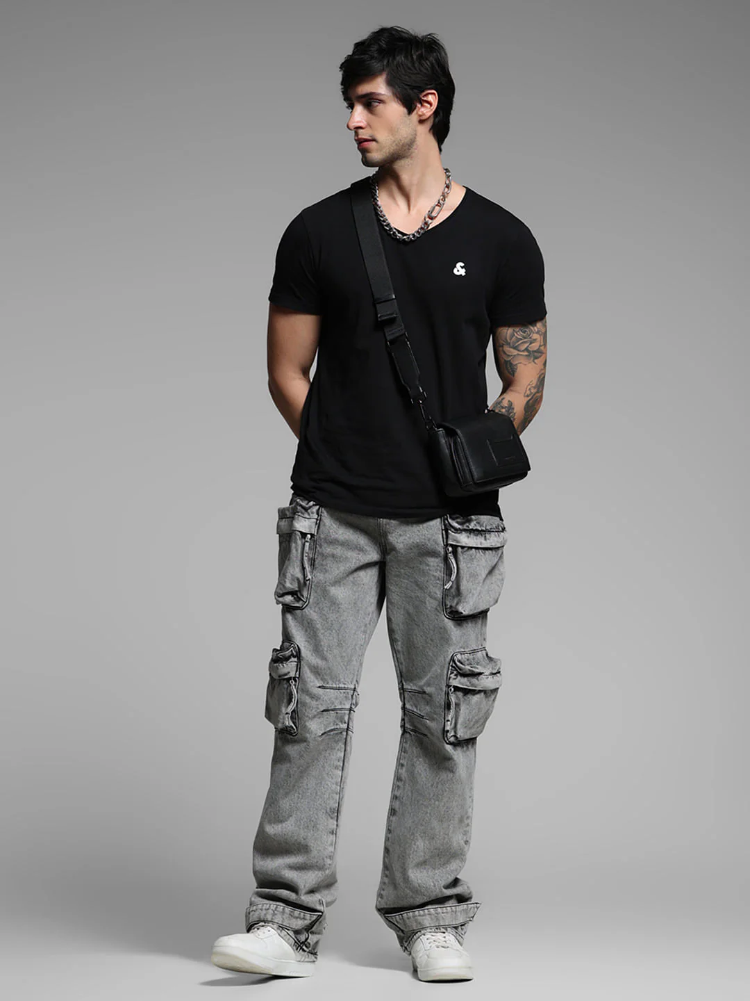 Grey High Rise Washed Dario Loose Fit Jeans - Image 6