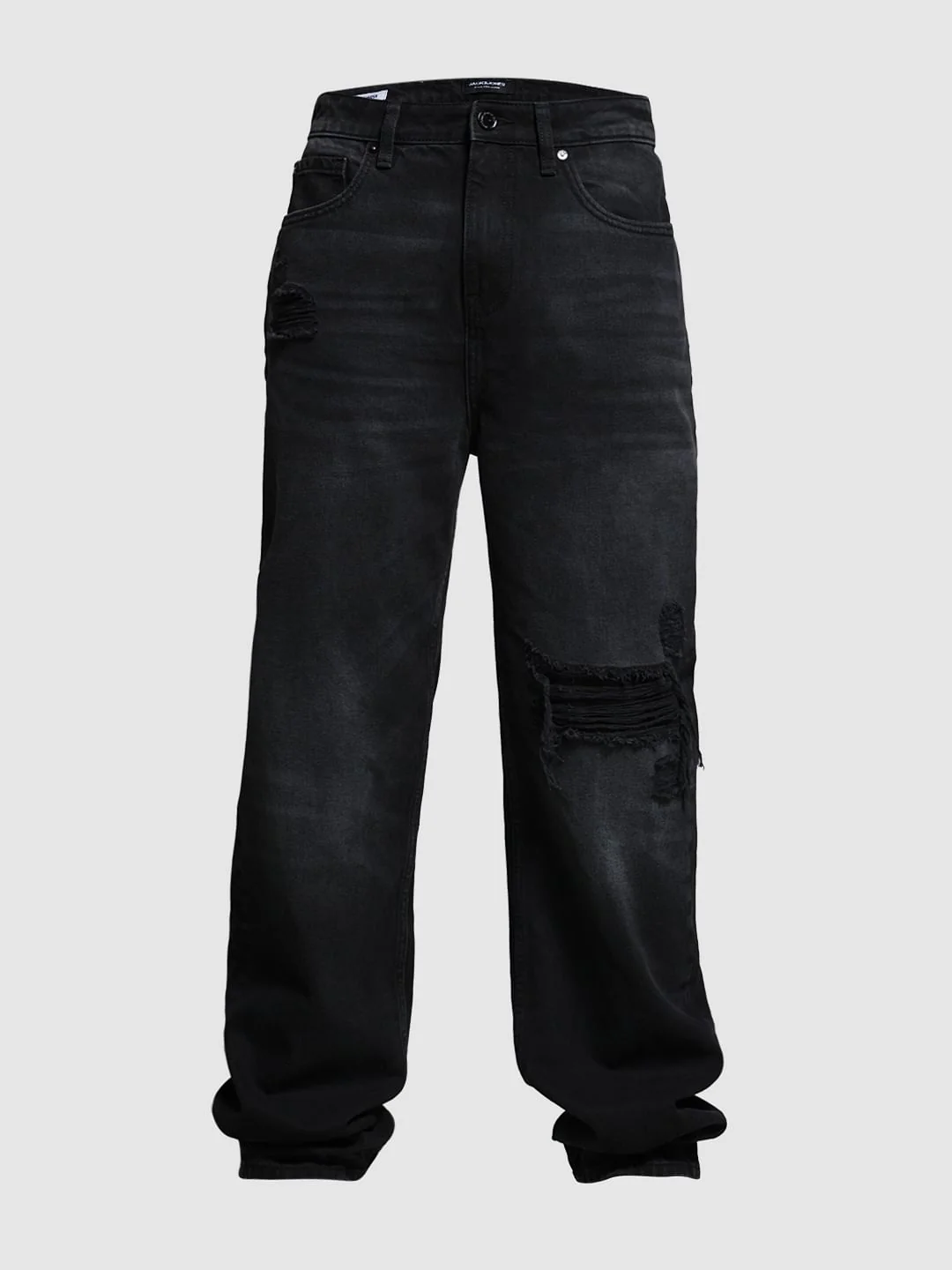 Black High Rise Distressed Dario Loose Fit Jeans - Image 7