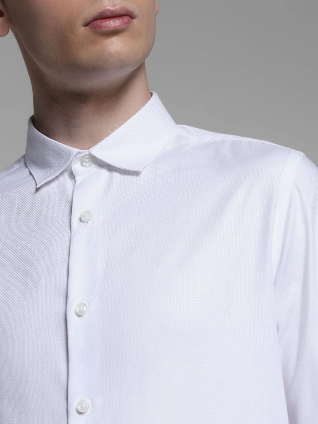 WHITE DOBBY FULL SLEEVES SHIRT - Image 5