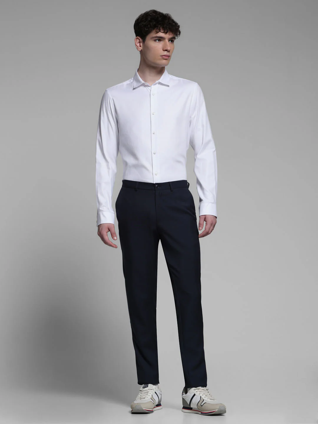 WHITE DOBBY FULL SLEEVES SHIRT - Image 6