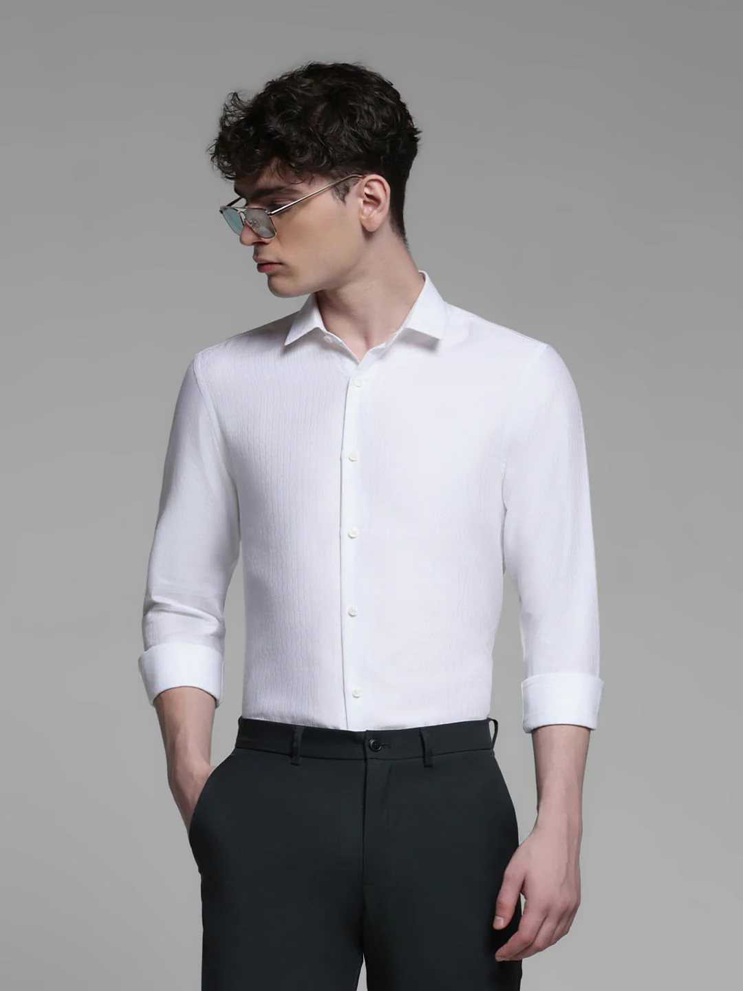 WHITE FULL SLEEVES SHIRT