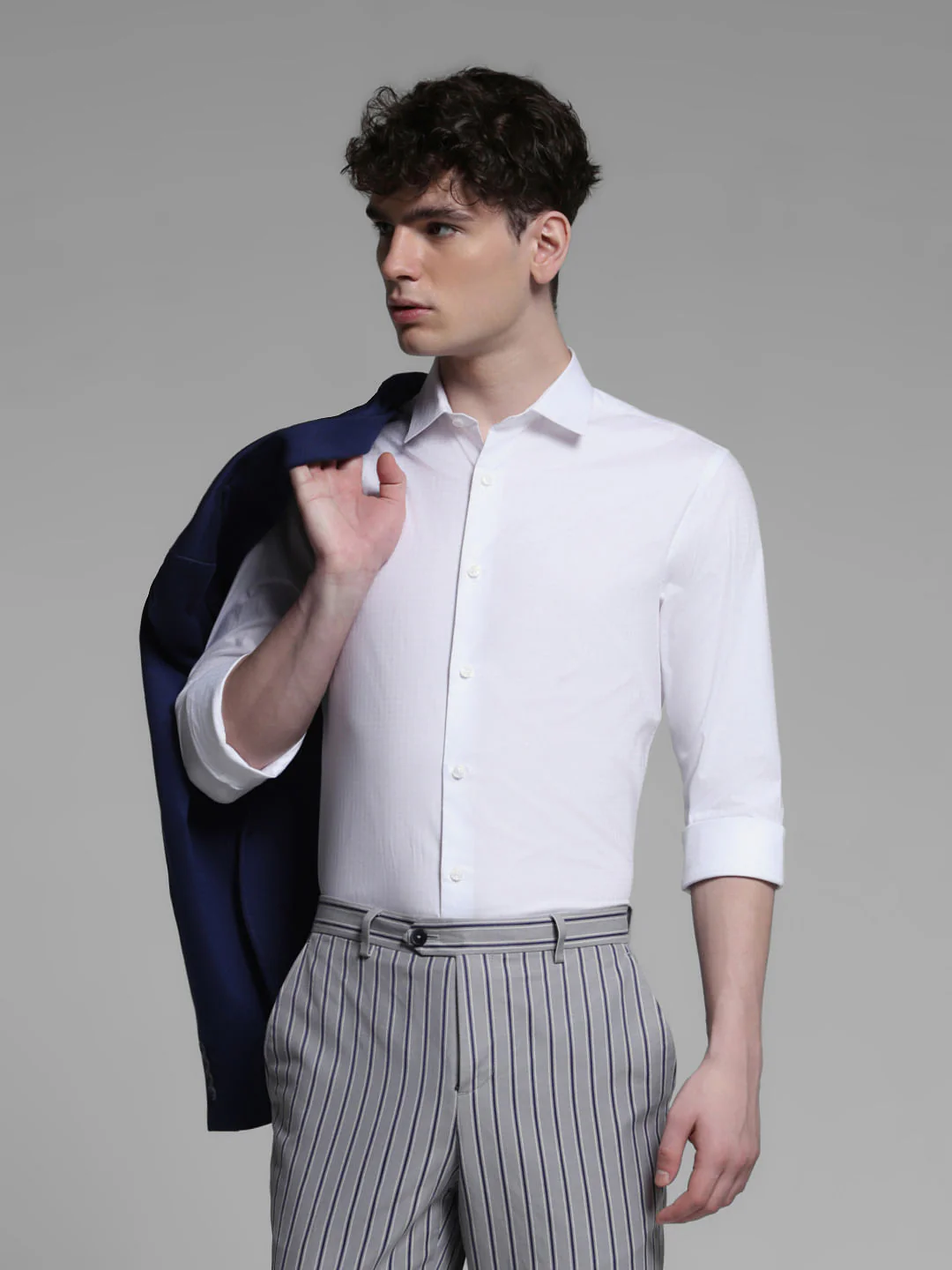 BLUE COTTON FULL SLEEVES SHIRT