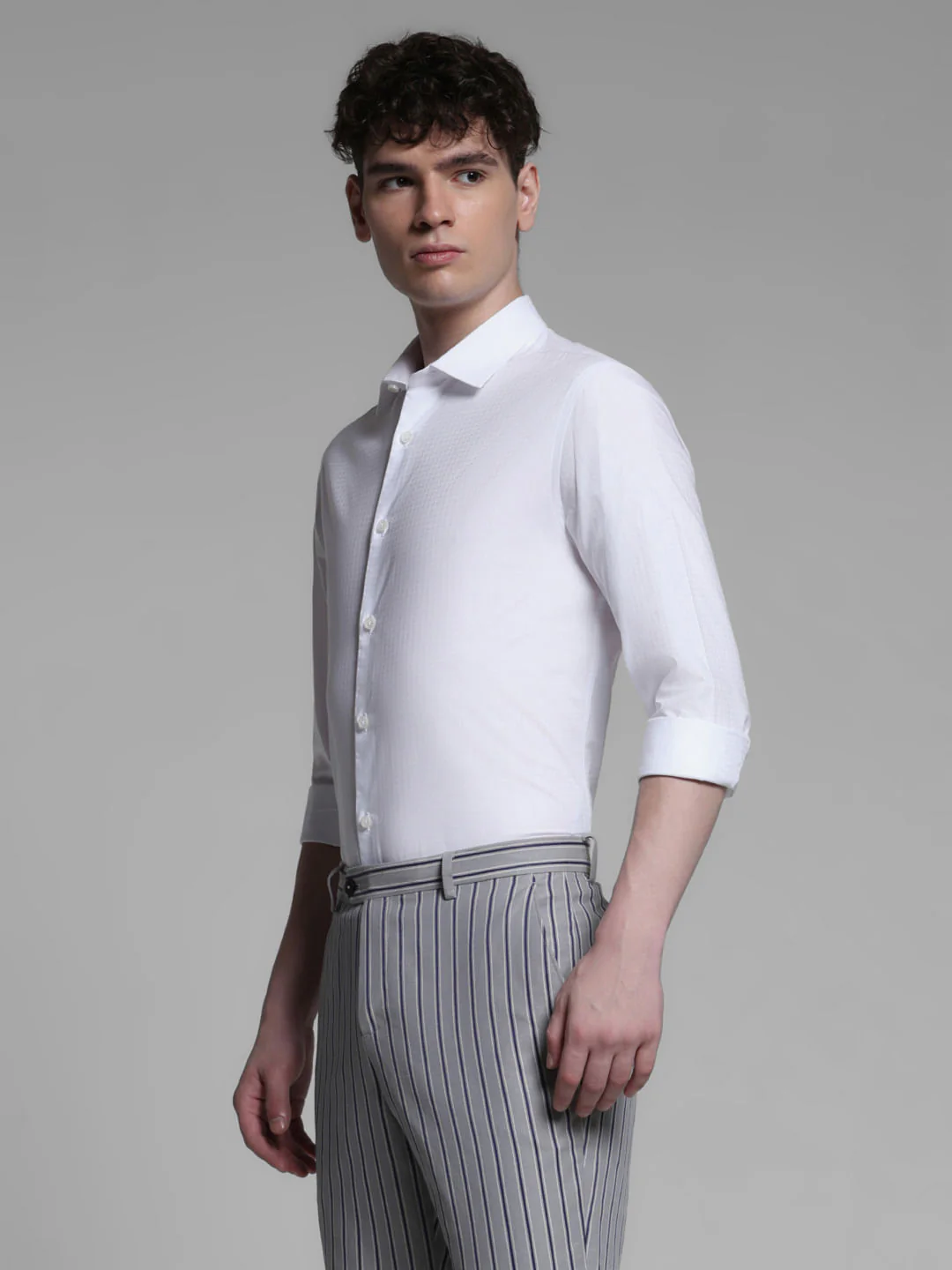 BLUE COTTON FULL SLEEVES SHIRT - Image 3