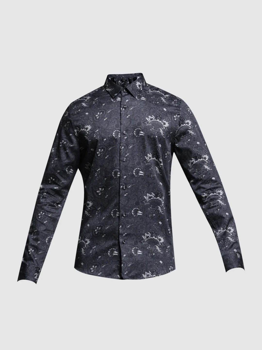 Black Printed Cotton Full Sleeves Shirt - Image 7