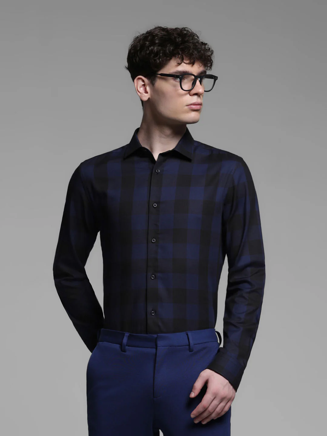 BLUE CHECK PRINT SHIRT