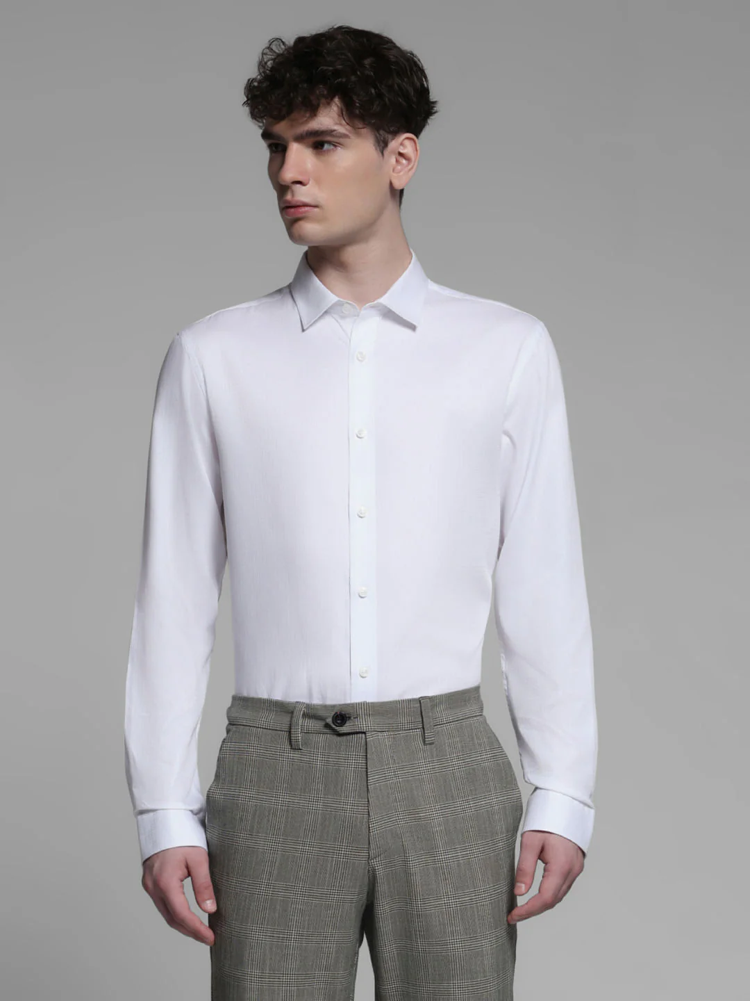 WHITE DOBBY FORMAL SHIRT - Image 2
