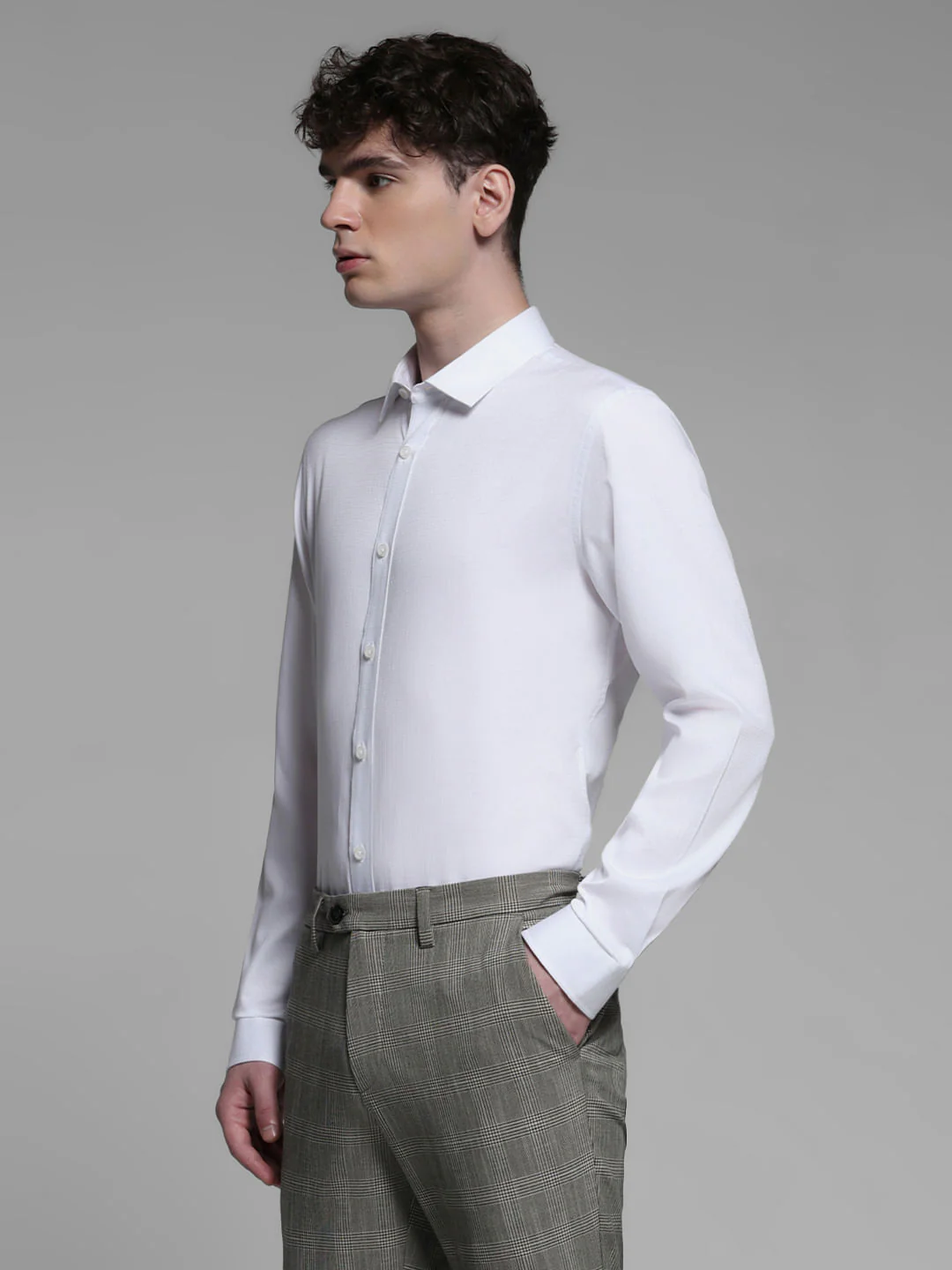 WHITE DOBBY FORMAL SHIRT - Image 3